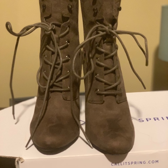 Call it spring hunter green ankle laced boots - Picture 2 of 2